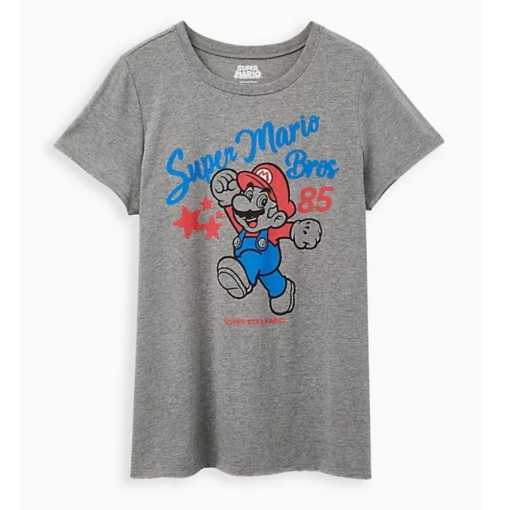 TORRID NWT CLASSIC FIT CREW TEE - SUPER MARIO GREY - Picture 4 of 5